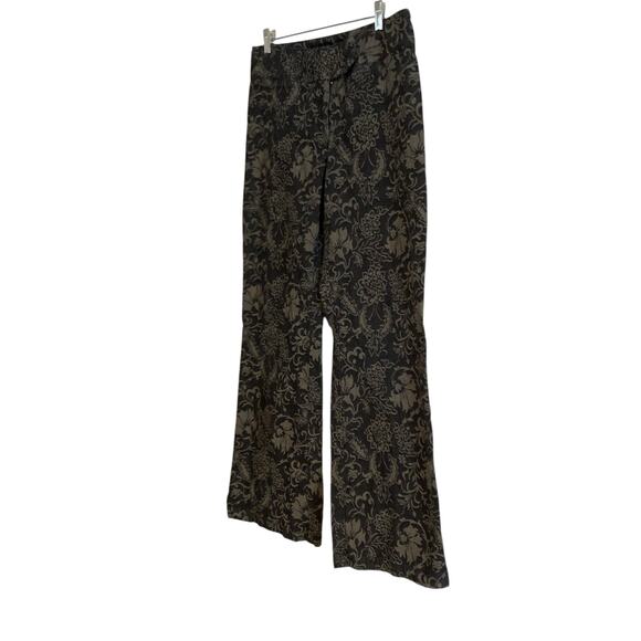 Womens Harolds Black Gold Floral Tapestry Wide Leg Cotton Denim Jeans Size 12 - Picture 16 of 16